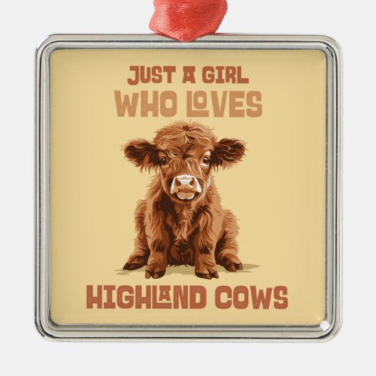 Gewoon een meisje dat houdt van Highland Koeien Metalen Ornament (Voorkant)