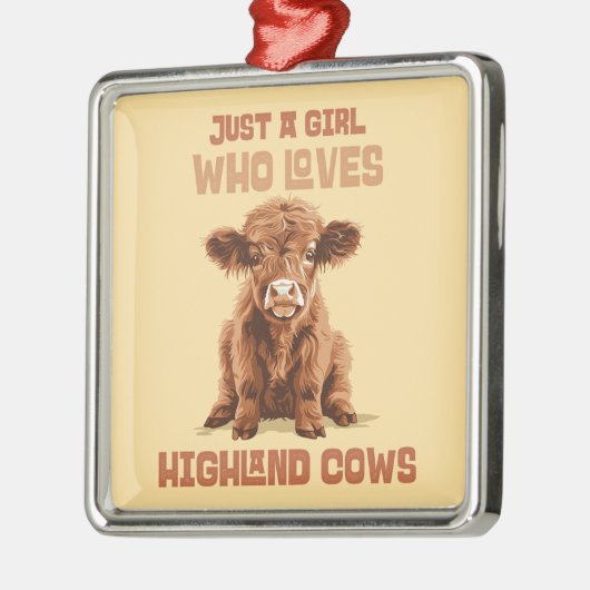 Gewoon een meisje dat houdt van Highland Koeien Metalen Ornament (Links)