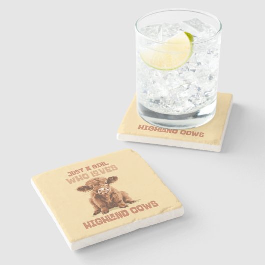 Gewoon een meisje dat houdt van Highland Koeien Stenen Onderzetter (Zijkant)