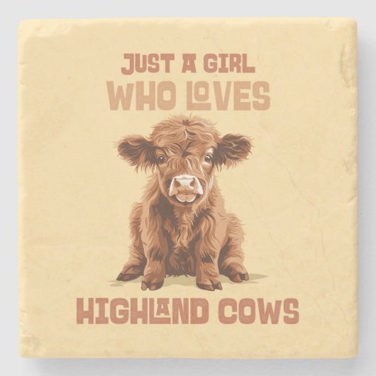 Gewoon een meisje dat houdt van Highland Koeien Stenen Onderzetter (Voorkant)