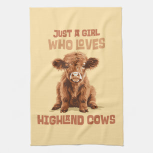 Gewoon een meisje dat houdt van Highland Koeien Theedoek