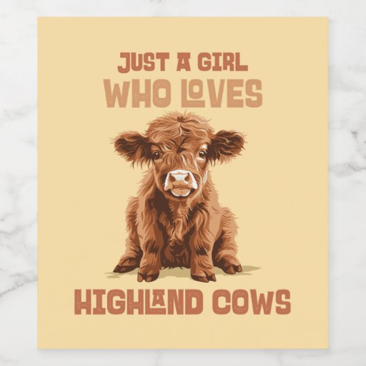 Gewoon een meisje dat houdt van Highland Koeien Wijn Etiket (Enkel label)
