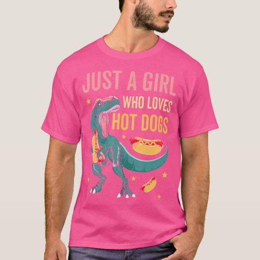 Gewoon een meisje dat houdt van hotdogs fast food  t-shirt (Voorkant)