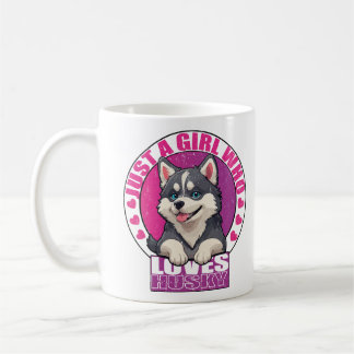 gewoon een meisje dat houdt van husky, husky wit,  koffiemok