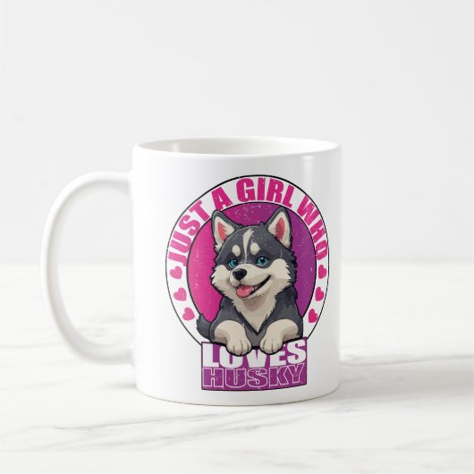 gewoon een meisje dat houdt van husky, husky wit, koffiemok (Links)