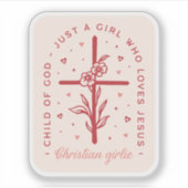 Gewoon een meisje dat houdt van Jezus Christelijke Sticker (Voorkant)