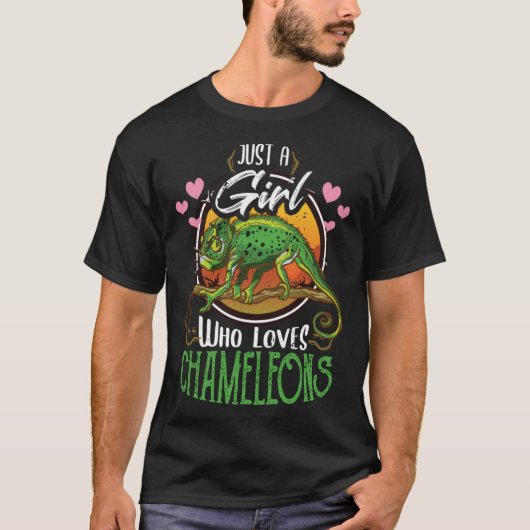 Gewoon een meisje dat houdt van kameleons dierenka t-shirt (Voorkant)