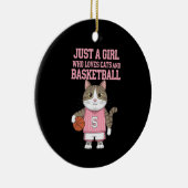 Gewoon een meisje dat houdt van katten en basketba keramisch ornament (Rechts)