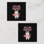Gewoon een meisje dat houdt van katten en basketba vierkante visitekaartje (Voorkant / Achterkant)