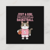 Gewoon een meisje dat houdt van katten en basketba vierkante visitekaartje (Achterkant)
