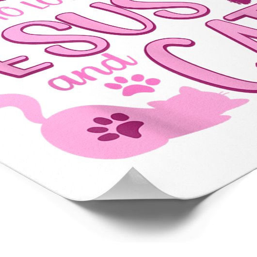 Gewoon een meisje dat houdt van katten en Jezus gr Poster (Hoek)