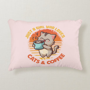Gewoon een meisje dat houdt van katten en koffie accent kussen