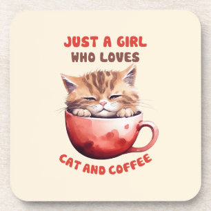 Gewoon een meisje dat houdt van katten en koffie ( bier onderzetter