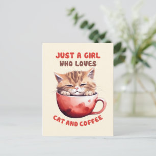 Gewoon een meisje dat houdt van katten en koffie ( briefkaart