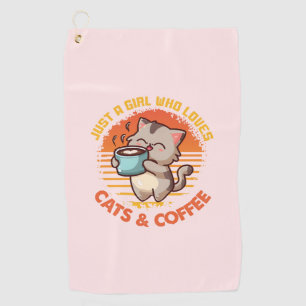 Gewoon een meisje dat houdt van katten en koffie golfhanddoek