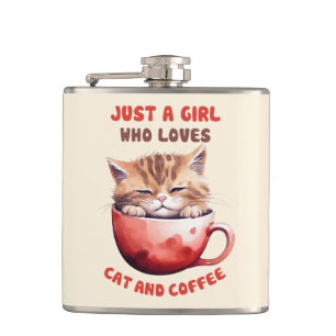 Gewoon een meisje dat houdt van katten en koffie ( heupfles
