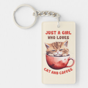 Gewoon een meisje dat houdt van katten en koffie ( sleutelhanger