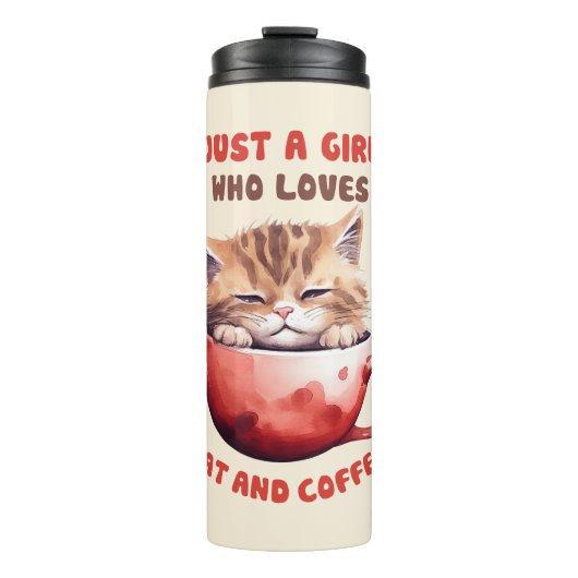 Gewoon een meisje dat houdt van katten en koffie ( thermosbeker (Voorkant)