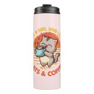 Gewoon een meisje dat houdt van katten en koffie thermosbeker