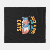 Gewoon een meisje dat houdt van katten Schattige K Fleece Deken (Voorkant (Horizontaal))