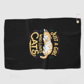 Gewoon een meisje dat houdt van katten Schattige K Golfhanddoek (Horizontaal)