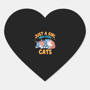 Gewoon een meisje dat houdt van katten Schattige K Hart Sticker