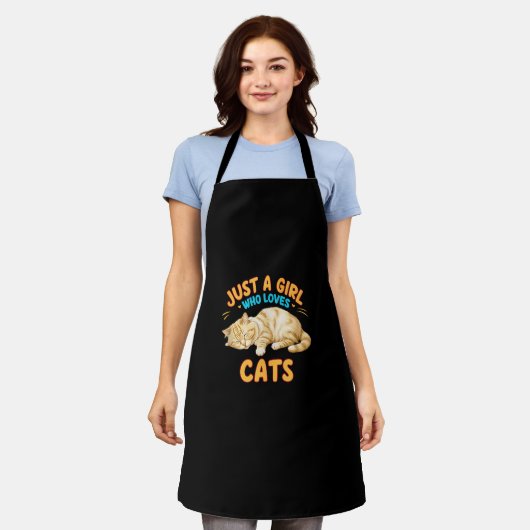 Gewoon een meisje dat houdt van katten Schattige K Schort (Gedragen)