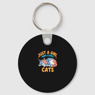 Gewoon een meisje dat houdt van katten Schattige K Sleutelhanger