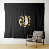 Gewoon een meisje dat houdt van katten Schattige K Wandkleed (In Situ (horizontaal))