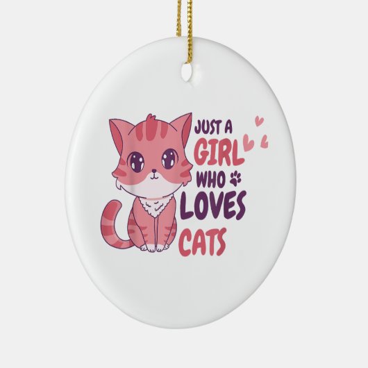 Gewoon een meisje dat houdt van katten Schattigee Keramisch Ornament (Rechts)