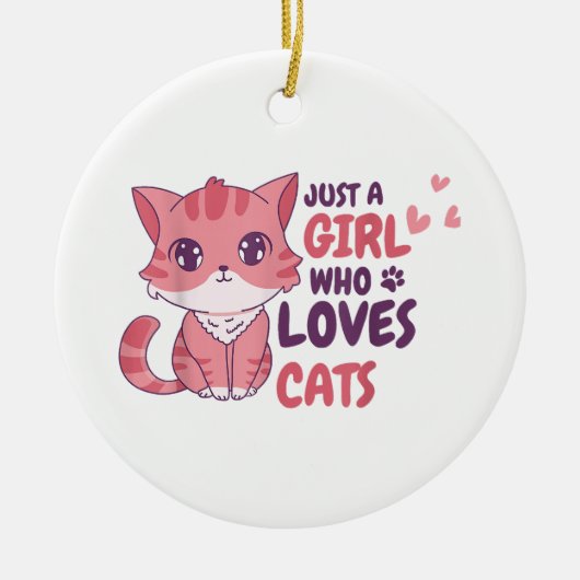 Gewoon een meisje dat houdt van katten Schattigee  Keramisch Ornament (Voorkant)
