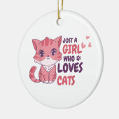 Gewoon een meisje dat houdt van katten Schattigee  Keramisch Ornament (Links)