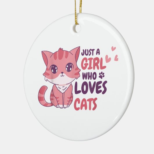 Gewoon een meisje dat houdt van katten Schattigee Keramisch Ornament (Links)