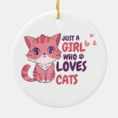 Gewoon een meisje dat houdt van katten Schattigee  Keramisch Ornament (Achterkant)