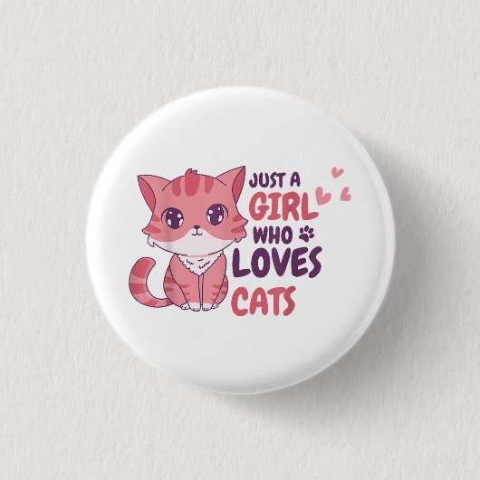 Gewoon een meisje dat houdt van katten Schattigee Ronde Button 3,2 Cm (Voorkant)