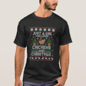 Gewoon een meisje dat houdt van kerst en kip lelij t-shirt (Voorkant)