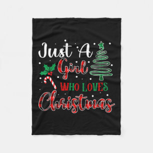 Gewoon een meisje dat houdt van kerst grappige ker fleece deken