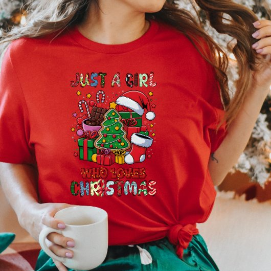 Gewoon een meisje dat houdt van kerst T-shirt