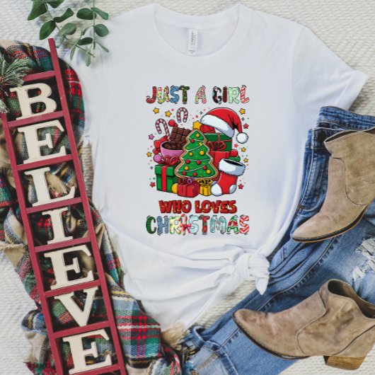 Gewoon een meisje dat houdt van kerst T-shirt