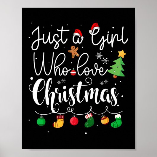 Gewoon een meisje dat houdt van kerstboom rode ker poster (Voorkant)