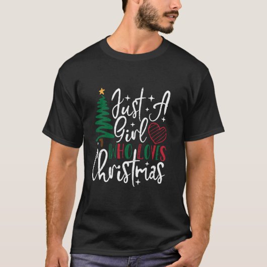 Gewoon een meisje dat houdt van kerstboomverlichti t-shirt (Voorkant)