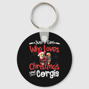 Gewoon een meisje dat houdt van Kerstmis en Corgis Sleutelhanger