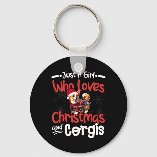 Gewoon een meisje dat houdt van Kerstmis en Corgis Sleutelhanger (Voorkant)
