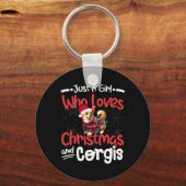 Gewoon een meisje dat houdt van Kerstmis en Corgis Sleutelhanger (Voorkant)
