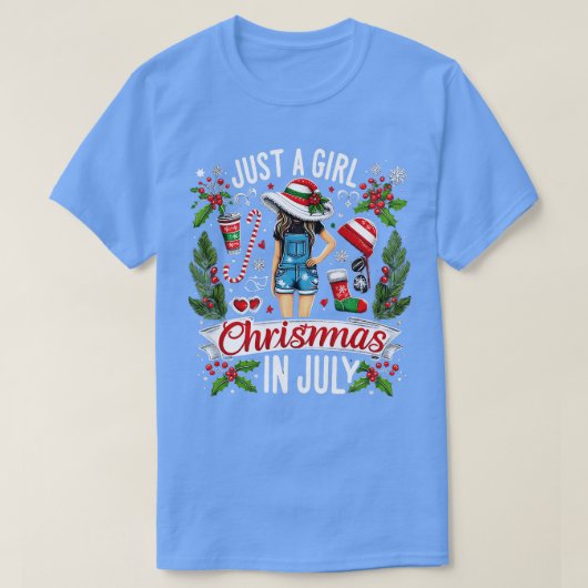 Gewoon een meisje dat houdt van Kerstmis in juli m T-shirt (Design voorkant)