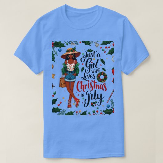 Gewoon een meisje dat houdt van Kerstmis in juli m T-shirt (Design voorkant)