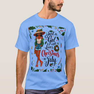 Gewoon een meisje dat houdt van Kerstmis in juli m T-shirt
