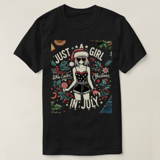 Gewoon een meisje dat houdt van Kerstmis in juli m T-shirt (Design voorkant)