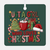 Gewoon een meisje dat houdt van kerstvakantie metalen ornament (Voorkant)