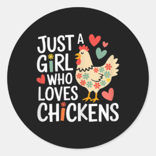 Gewoon een meisje dat houdt van kippen boer meisje ronde sticker